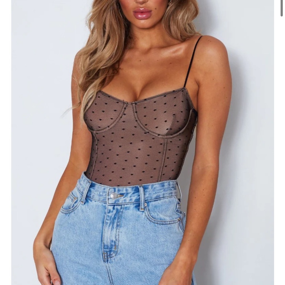 White Fox Boutique - No Looking Back Mesh Underwire Bodysuit Black (XS) NWT